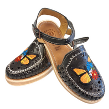 Load image into Gallery viewer, Black Butterfly Women Leather Huarache