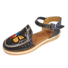 Load image into Gallery viewer, Black Butterfly Women Leather Huarache