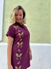 Load image into Gallery viewer, Guayabera Dress Butterfly Maroon