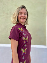 Load image into Gallery viewer, Guayabera Dress Butterfly Maroon