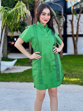 Load image into Gallery viewer, Guayabera Dress Romance Green