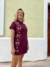Load image into Gallery viewer, Guayabera Dress Butterfly Maroon
