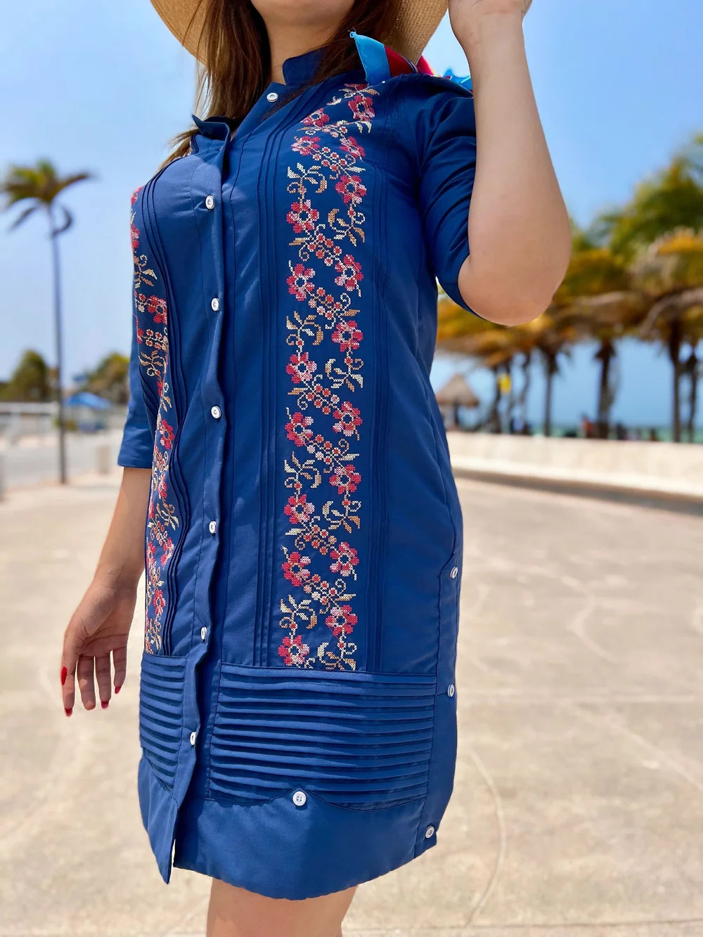 Guayabera Dress Aleli Navy