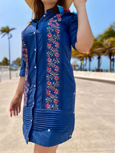 Load image into Gallery viewer, Guayabera Dress Aleli Navy
